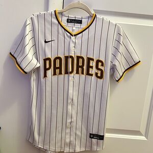 Tatis Jr San Diego Padres #23 Nike White and Black Pinstripe Padres Jersey